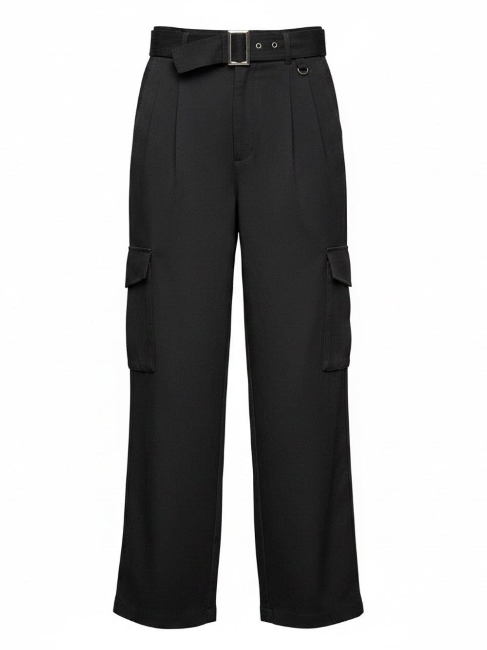 Garage Black Wide-Leg Cargo Pants with Belt